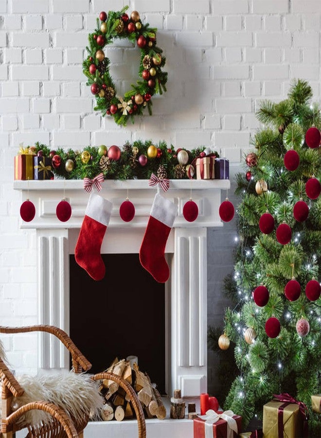 Gloreyan 6pcs Velvet Christmas Balls 2.36 Inches Flocked Christmas Hanging Ornaments Ball Red Xmas Tree Velvet Balls for DIY Craft Projects Wedding Christmas Tree Home Decor - Image 5